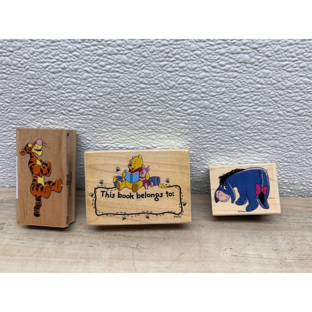 Set Of 3 All Night Media Wood Mounted Rubber Stamps Winnie The Pooh Tigger & Eey